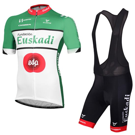 2016 Maillot Euskadi Tirantes Mangas Cortas Negro Y verde